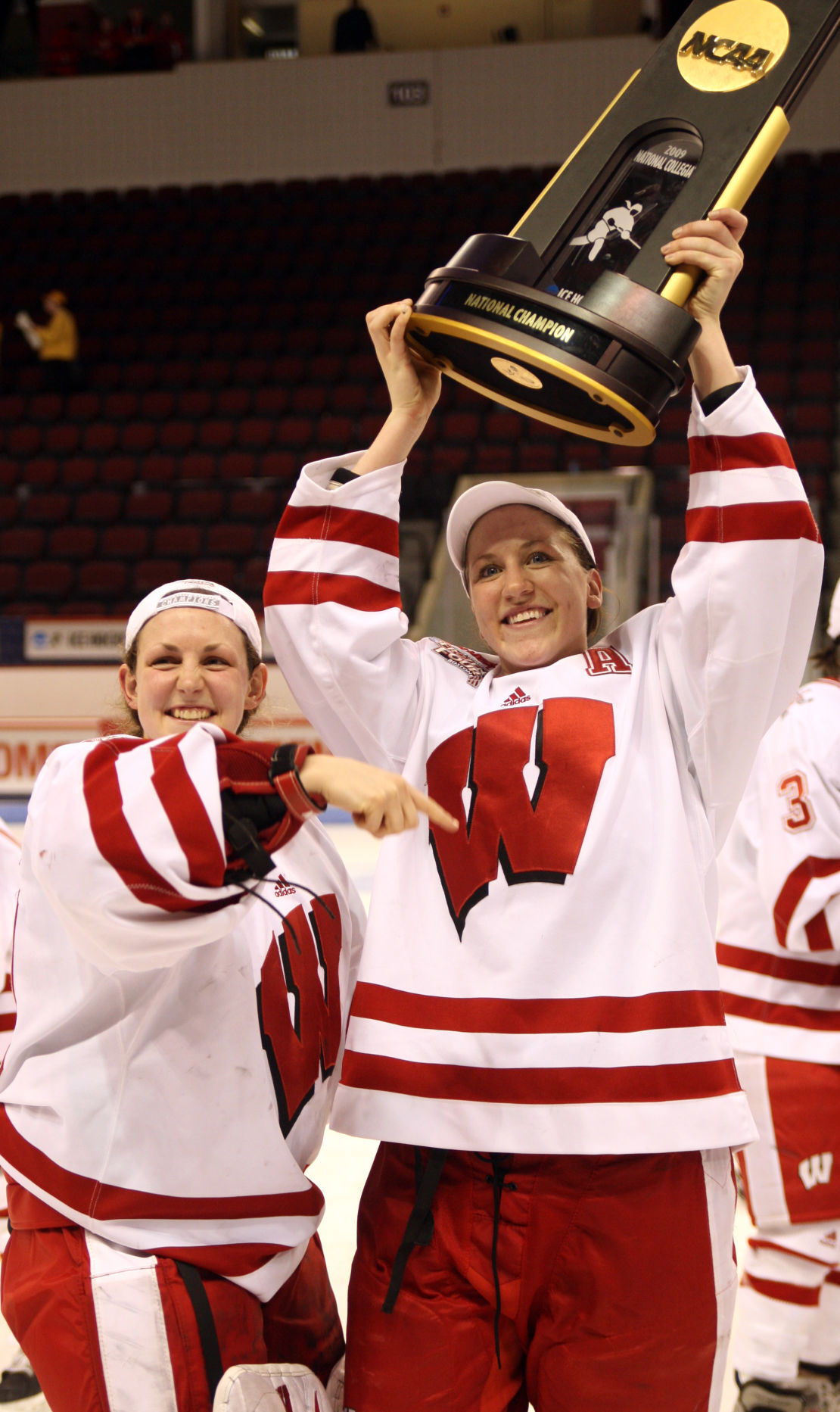 Holding the 2009 trophy